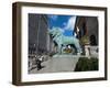 Chicago Art Institute and Lion Sculpture Along Michigan Avenue, Chicago, Illinois, Usa-Alan Klehr-Framed Photographic Print