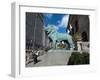 Chicago Art Institute and Lion Sculpture Along Michigan Avenue, Chicago, Illinois, Usa-Alan Klehr-Framed Photographic Print