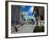 Chicago Art Institute and Lion Sculpture Along Michigan Avenue, Chicago, Illinois, Usa-Alan Klehr-Framed Photographic Print