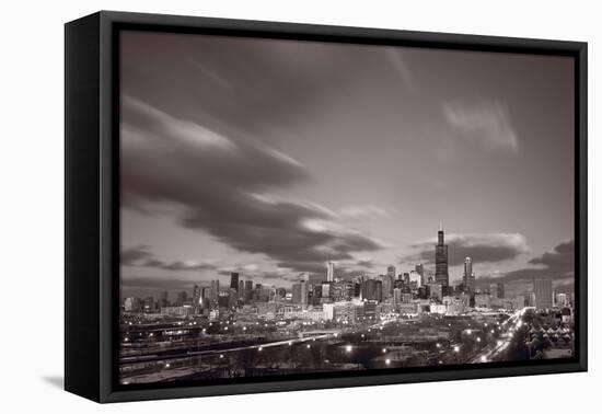 Chicago At Dusk BW-Steve Gadomski-Framed Stretched Canvas