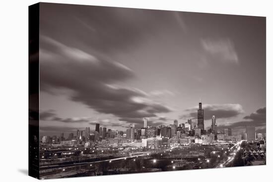 Chicago At Dusk BW-Steve Gadomski-Stretched Canvas