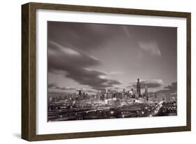 Chicago At Dusk BW-Steve Gadomski-Framed Photographic Print