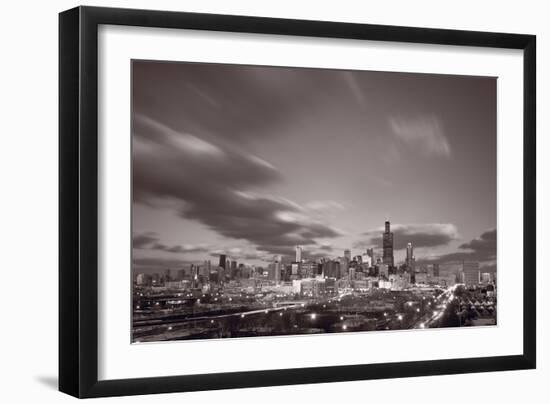 Chicago At Dusk BW-Steve Gadomski-Framed Photographic Print