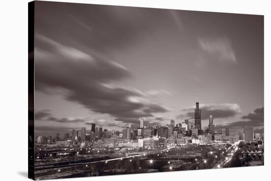 Chicago At Dusk BW-Steve Gadomski-Stretched Canvas