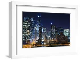 Chicago at Night.-rudi1976-Framed Photographic Print