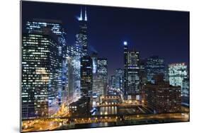 Chicago at Night.-rudi1976-Mounted Photographic Print