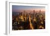 Chicago at sunset from 875 North Michigan Avenue (John Hancock Tower), looking towards Willis-Ed Hasler-Framed Photographic Print