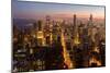 Chicago at sunset from 875 North Michigan Avenue (John Hancock Tower), looking towards Willis-Ed Hasler-Mounted Photographic Print