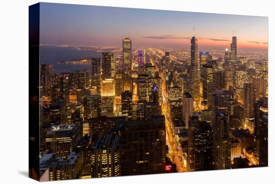 Chicago at sunset from 875 North Michigan Avenue (John Hancock Tower), looking towards Willis-Ed Hasler-Stretched Canvas