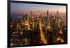 Chicago at sunset from 875 North Michigan Avenue (John Hancock Tower), looking towards Willis-Ed Hasler-Framed Photographic Print