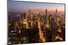 Chicago at sunset from 875 North Michigan Avenue (John Hancock Tower), looking towards Willis-Ed Hasler-Mounted Photographic Print