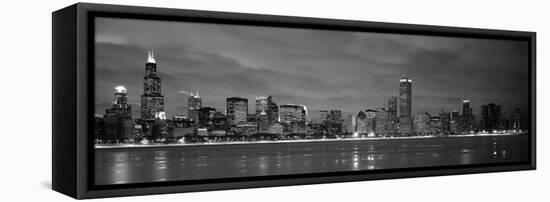 Chicago - B&W Reflection-Jerry Driendl-Framed Stretched Canvas