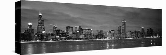 Chicago - B&W Reflection-Jerry Driendl-Stretched Canvas