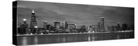 Chicago - B&W Reflection-Jerry Driendl-Stretched Canvas