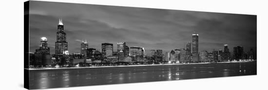 Chicago - B&W Reflection-Jerry Driendl-Stretched Canvas