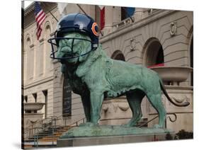 Chicago Bears Helmet On Lion-Patrick Warneka-Stretched Canvas