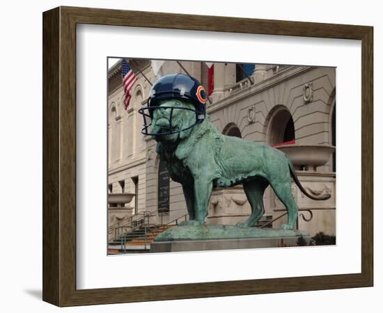 Chicago Bears Helmet On Lion-Patrick Warneka-Framed Photographic Print