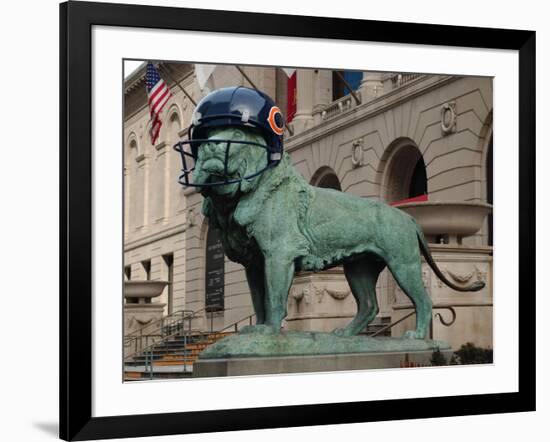 Chicago Bears Helmet On Lion-Patrick Warneka-Framed Photographic Print