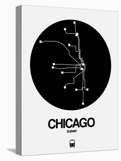 Chicago Black Subway Map-NaxArt-Stretched Canvas