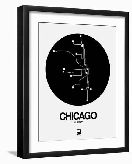 Chicago Black Subway Map-NaxArt-Framed Art Print