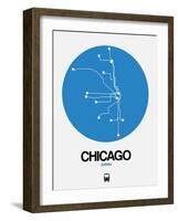 Chicago Blue Subway Map-NaxArt-Framed Art Print