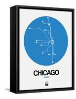 Chicago Blue Subway Map-NaxArt-Framed Stretched Canvas