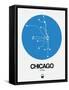 Chicago Blue Subway Map-NaxArt-Framed Stretched Canvas