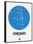 Chicago Blue Subway Map-NaxArt-Framed Stretched Canvas