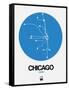 Chicago Blue Subway Map-NaxArt-Framed Stretched Canvas