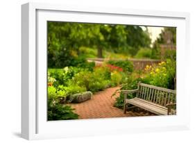 Chicago Botanic Garden Bench-Steve Gadomski-Framed Photographic Print