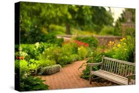 Chicago Botanic Garden Bench-Steve Gadomski-Stretched Canvas
