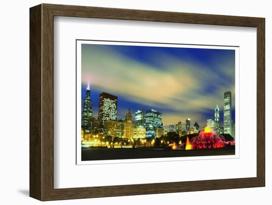 Chicago Buckingham Fountain at  night-Patrick  J. Warneka-Framed Photographic Print