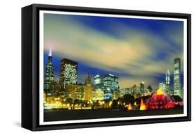 Chicago Buckingham Fountain at  night-Patrick  J. Warneka-Framed Stretched Canvas