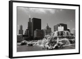 Chicago Buckingham Fountain IIn Black And White-Patrick Warneka-Framed Photographic Print