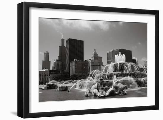 Chicago Buckingham Fountain IIn Black And White-Patrick Warneka-Framed Photographic Print