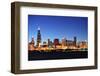 Chicago City Downtown Urban Skyline at Dusk with Skyscrapers over Lake Michigan with Clear Blue Sky-Songquan Deng-Framed Photographic Print