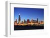 Chicago City Downtown Urban Skyline at Dusk with Skyscrapers over Lake Michigan with Clear Blue Sky-Songquan Deng-Framed Photographic Print