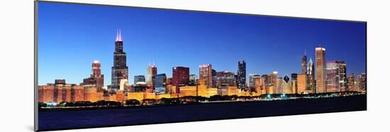 Chicago City Downtown Urban Skyline Panorama at Dusk with Skyscrapers over Lake Michigan with Clear-Songquan Deng-Mounted Photographic Print