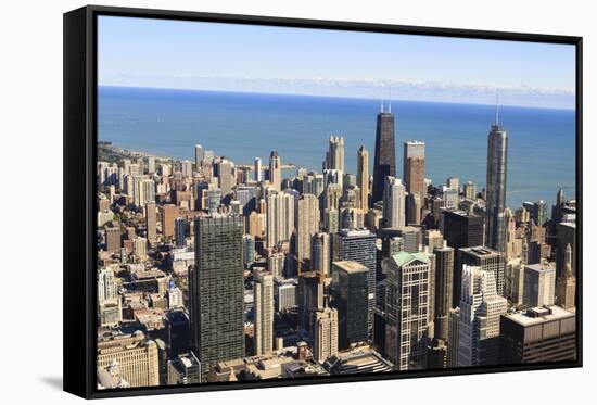 Chicago City Skyline and Lake Michigan, Chicago, Illinois, United States of America, North America-Amanda Hall-Framed Stretched Canvas