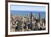 Chicago City Skyline and Lake Michigan, Chicago, Illinois, United States of America, North America-Amanda Hall-Framed Photographic Print