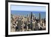Chicago City Skyline and Lake Michigan, Chicago, Illinois, United States of America, North America-Amanda Hall-Framed Photographic Print
