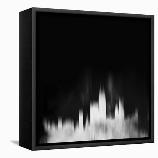 Chicago City Skyline - White-NaxArt-Framed Stretched Canvas