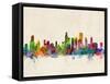 Chicago City Skyline-Michael Tompsett-Framed Stretched Canvas