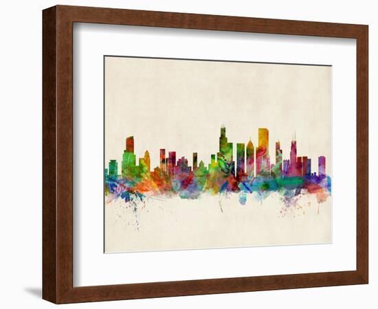 Chicago City Skyline-Michael Tompsett-Framed Art Print