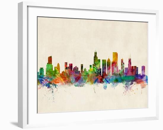 Chicago City Skyline-Michael Tompsett-Framed Art Print