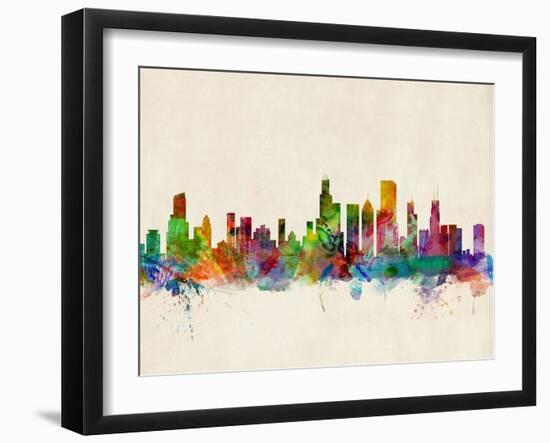 Chicago City Skyline-Michael Tompsett-Framed Art Print