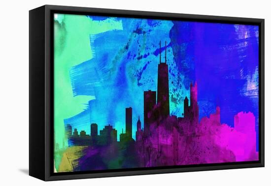 Chicago City Skyline-NaxArt-Framed Stretched Canvas