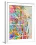 Chicago City Street Map-Michael Tompsett-Framed Art Print