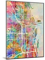 Chicago City Street Map-Michael Tompsett-Mounted Art Print