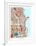 Chicago City Street Map-Michael Tompsett-Framed Art Print